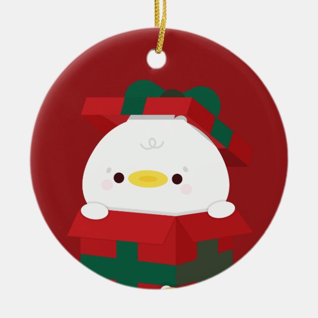 Ornamento De Cerâmica Feliz e Simples Feliz Natal (Frente)