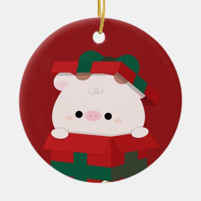 Ornamento De Cerâmica Feliz e Simples Feliz Natal (Frente)