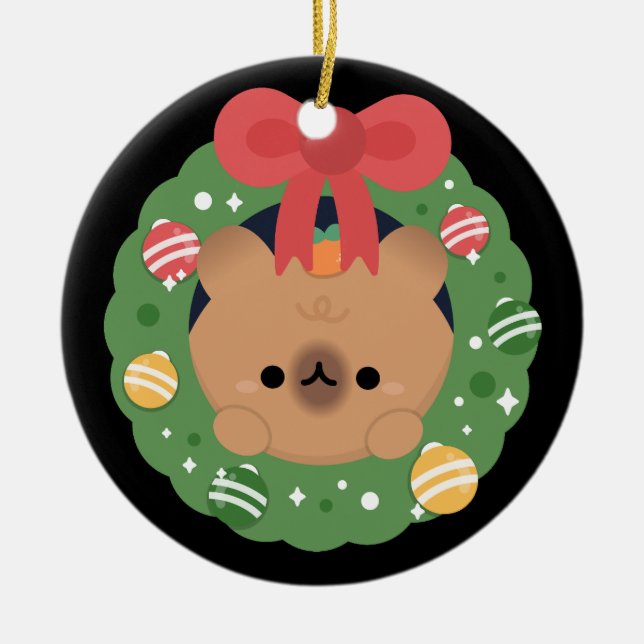 Ornamento De Cerâmica Feliz e Simples Feliz Natal (Frente)