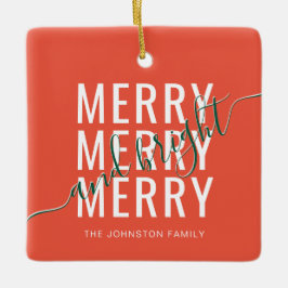 Ornamento De Cerâmica Feliz elegante e feriado de Natal brilhante