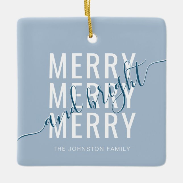 Ornamento De Cerâmica Feliz elegante e Natal brilhante (Frente)