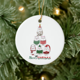 Ornamento De Cerâmica Feliz engraçada Catmas Árvore de Natal Kitten