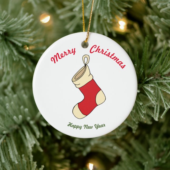 Ornamento De Cerâmica Feliz Feliz ano novo de natal (Árvore)