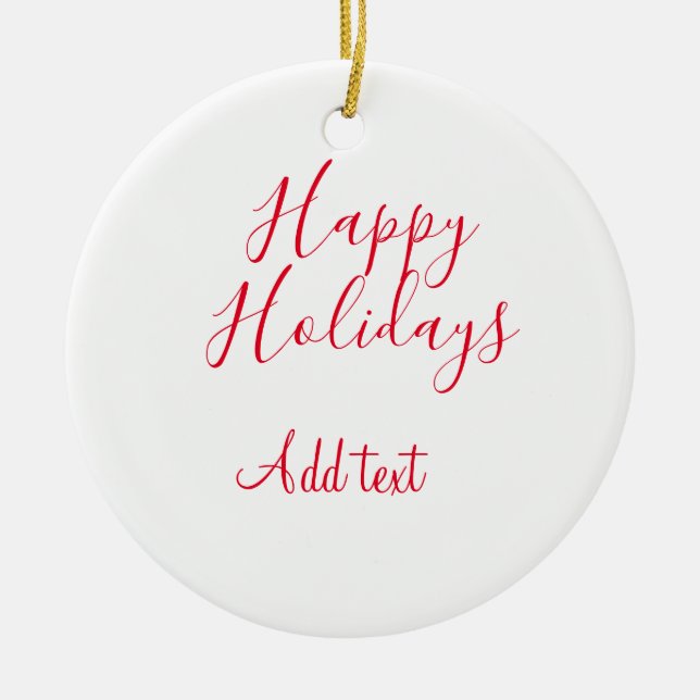 Ornamento De Cerâmica Feliz feriado natalino simples mi (Frente)