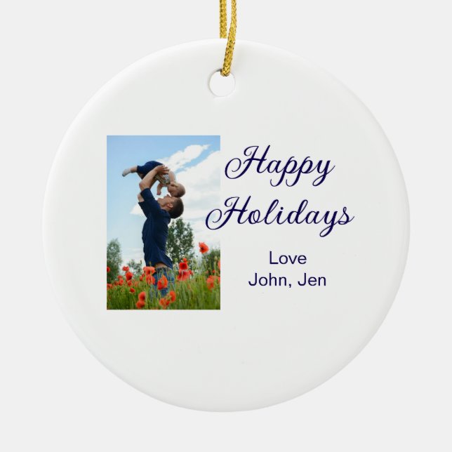 Ornamento De Cerâmica Feliz feriado pai filho presentes de Natal (Frente)