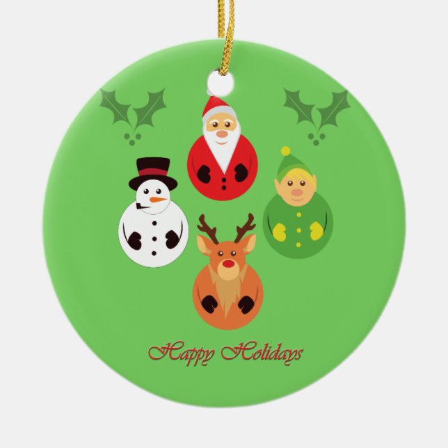 Ornamento De Cerâmica Feliz Férias! (Frente)