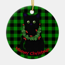 Ornamento De Cerâmica Feliz gato Natal Vermelhos