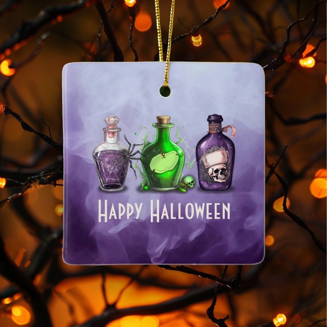 Ornamento De Cerâmica Feliz Halloween Apothecary Jar (Criador carregado)