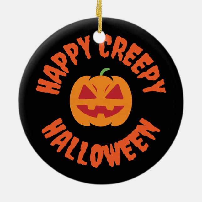 Ornamento De Cerâmica Feliz Halloween assustador (Traseira)