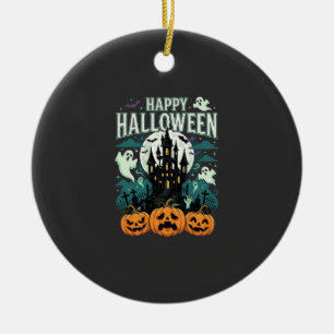 Ornamento De Cerâmica Feliz Halloween Castelo Assombrado Fantasmas e Abó