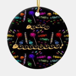 Ornamento De Cerâmica Feliz Halloween Lollipops e Candy Patterno, ZSSG