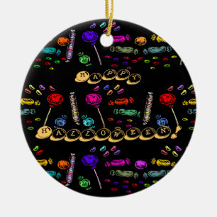 Ornamento De Cerâmica Feliz Halloween Lollipops e Candy Patterno, ZSSG