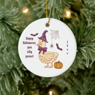 Ornamento De Cerâmica Feliz Halloween Silly Goose