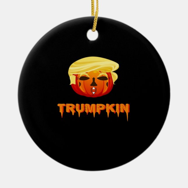 Ornamento De Cerâmica Feliz Halloween - Trumpkin Classic (Frente)