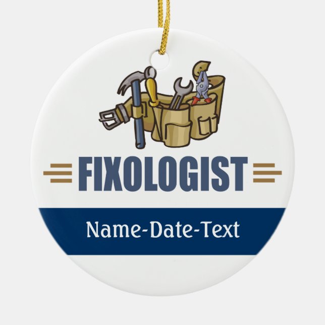 Ornamento De Cerâmica Feliz Handyman (Frente)