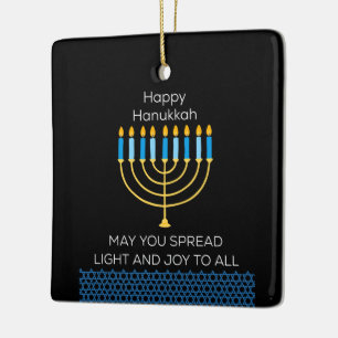 Ornamento De Cerâmica Feliz Hanukkah Engraçado Azul Chanukah Única Fofa