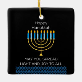 Ornamento De Cerâmica Feliz Hanukkah Engraçado Azul Chanukah Única Fofa