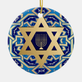 Ornamento De Cerâmica Feliz Hanukkah. Estrela do Ano Personalizado de Da