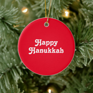Ornamento De Cerâmica "Feliz Hanukkah" Festa vermelha de Natal
