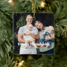 Ornamento De Cerâmica Feliz Hanukkah, foto personalizada, textos moderno