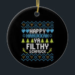 Ornamento De Cerâmica Feliz Hanukkah Ya Suéter Judeu Sueco Sueco<br><div class="desc">chanukah, menorah, hanukkah, dreidel, jedesejo, Chrismukkah, feriado, lats, natal, </div>