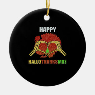 Ornamento De Cerâmica Feliz Holiday Season Mashup da temporada de festas