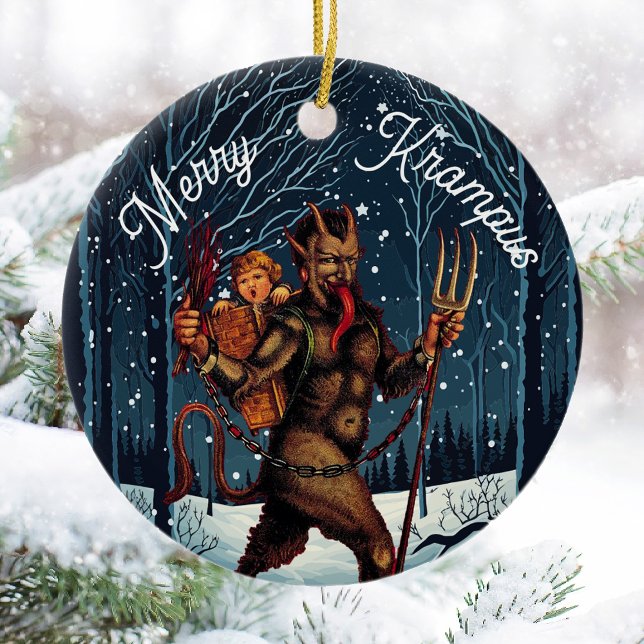 Ornamento De Cerâmica Feliz Krampus Ornament (Criador carregado)