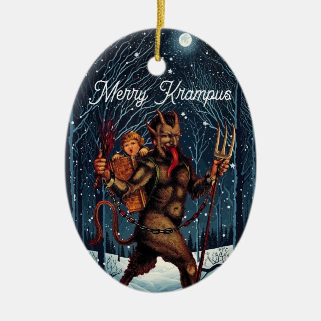Ornamento De Cerâmica Feliz Krampus Ornament (Frente)