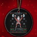 Ornamento De Cerâmica Feliz Liftmas Ugly Christmas Gyout<br><div class="desc">Feliz Engraçada,  Liftmas Feia de Natal,  presente de treino de Natal, </div>