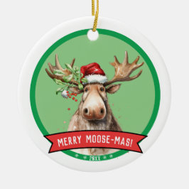 Ornamento De Cerâmica Feliz Moose - Natal Mas