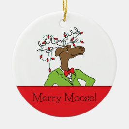 Ornamento De Cerâmica Feliz Moose Ornament