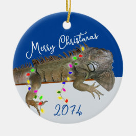 Ornamento De Cerâmica Feliz n Bright Pet Iguana Natal