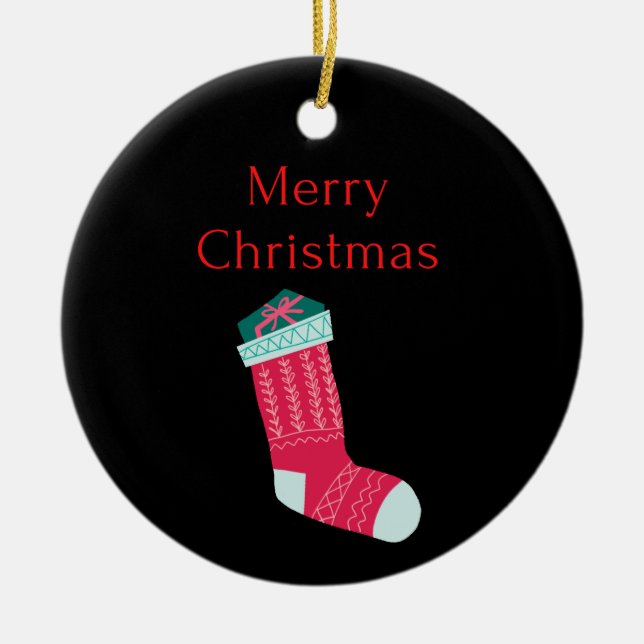 Ornamento De Cerâmica feliz natal (Frente)