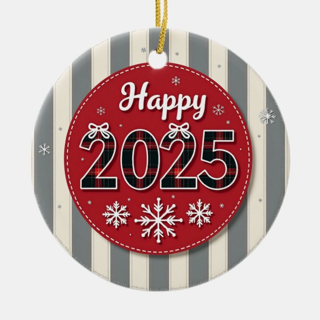 Ornamento De Cerâmica Feliz Natal 2025 (Frente)