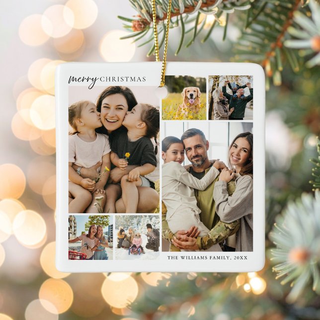 Ornamento De Cerâmica Feliz Natal 6 Foto Colagem (Criador carregado)