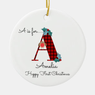 Ornamento De Cerâmica Feliz Natal A lumberjack robin tree