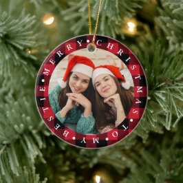 Ornamento De Cerâmica Feliz Natal Amiga Plaid Búfalo Foto