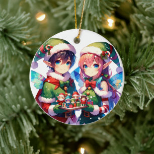 Ornamento De Cerâmica Feliz Natal Aquarela Animes Personaliza