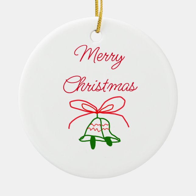 Ornamento De Cerâmica Feliz Natal arco verde-jingle na moda (Frente)