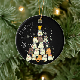 Ornamento De Cerâmica Feliz Natal Árvore de Gatos Meowy