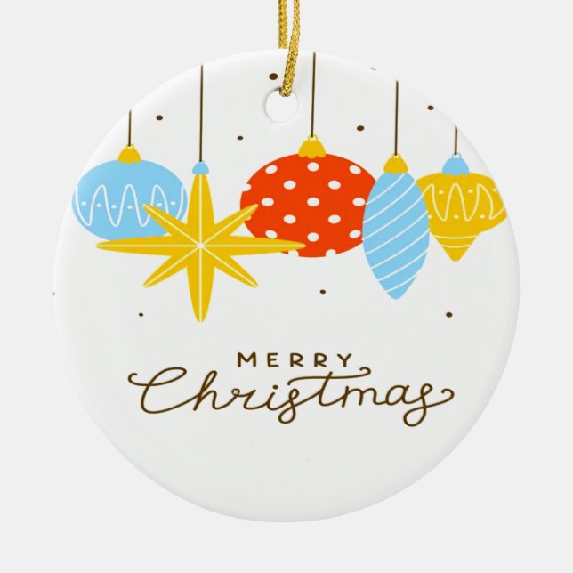 Ornamento De Cerâmica Feliz Natal Árvores Bonitas (Frente)