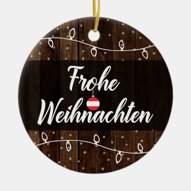 Ornamento De Cerâmica Feliz Natal austríaco Frohe Weihnachten (Frente)