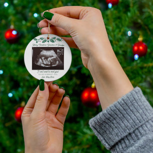 Ornamento De Cerâmica Feliz Natal Avós Ultrasom Gravidez