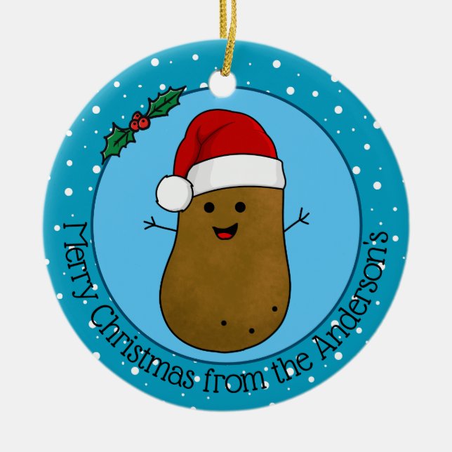 Ornamento De Cerâmica Feliz Natal - Batata Personalizada (Frente)