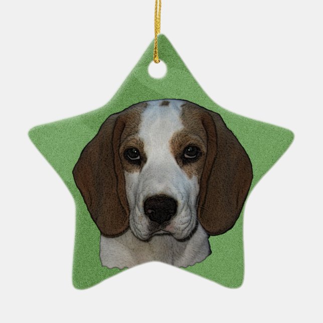 Ornamento De Cerâmica Feliz Natal Beagle (Frente)