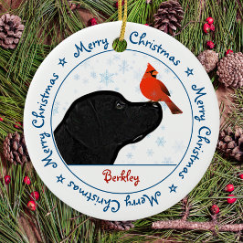 Ornamento De Cerâmica Feliz Natal Black Labrador Cardinho Cachorro Bonit