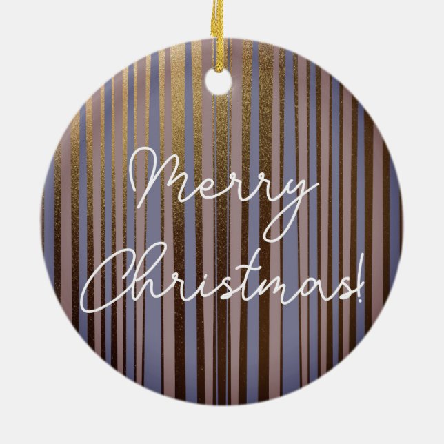 Ornamento De Cerâmica Feliz Natal Boho Dourado Glitter Lilac (Traseira)