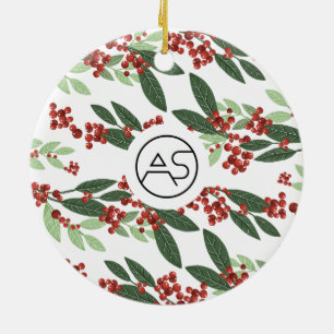 Ornamento De Cerâmica Feliz Natal Botânico Logo Foto Negócios