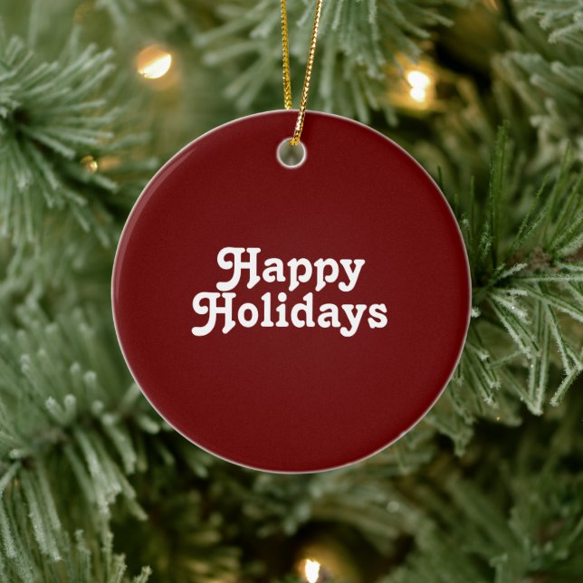 Ornamento De Cerâmica "Feliz Natal", branco-marrom-burguês (Árvore)