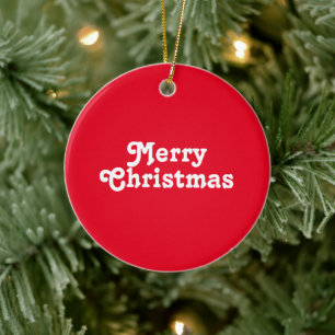 Ornamento De Cerâmica "Feliz Natal" branco vermelho